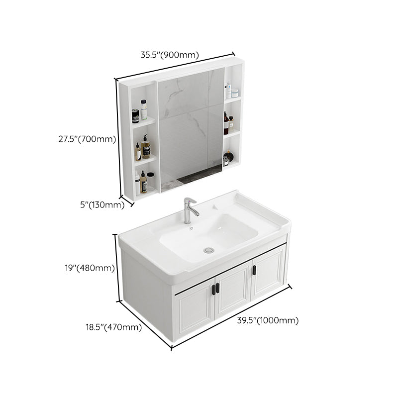 Wall Mount Modern White Bathroom Sink Vanity with Doors Sink Clearhalo 'Bathroom Remodel & Bathroom Fixtures' 'Bathroom Vanities' 'bathroom_vanities' 'Home Improvement' 'home_improvement' 'home_improvement_bathroom_vanities' 7755075