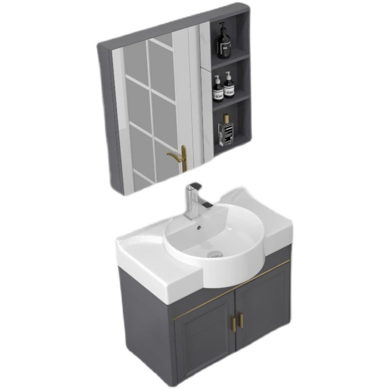 Wall Mount Glam Bathroom Vanity Metal Frame Single-Sink Gray Vanity Set Clearhalo 'Bathroom Remodel & Bathroom Fixtures' 'Bathroom Vanities' 'bathroom_vanities' 'Home Improvement' 'home_improvement' 'home_improvement_bathroom_vanities' 7755143