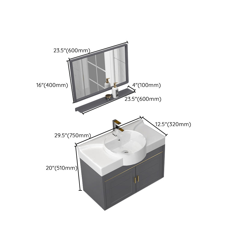 Wall Mount Glam Bathroom Vanity Metal Frame Single-Sink Gray Vanity Set Clearhalo 'Bathroom Remodel & Bathroom Fixtures' 'Bathroom Vanities' 'bathroom_vanities' 'Home Improvement' 'home_improvement' 'home_improvement_bathroom_vanities' 7755170