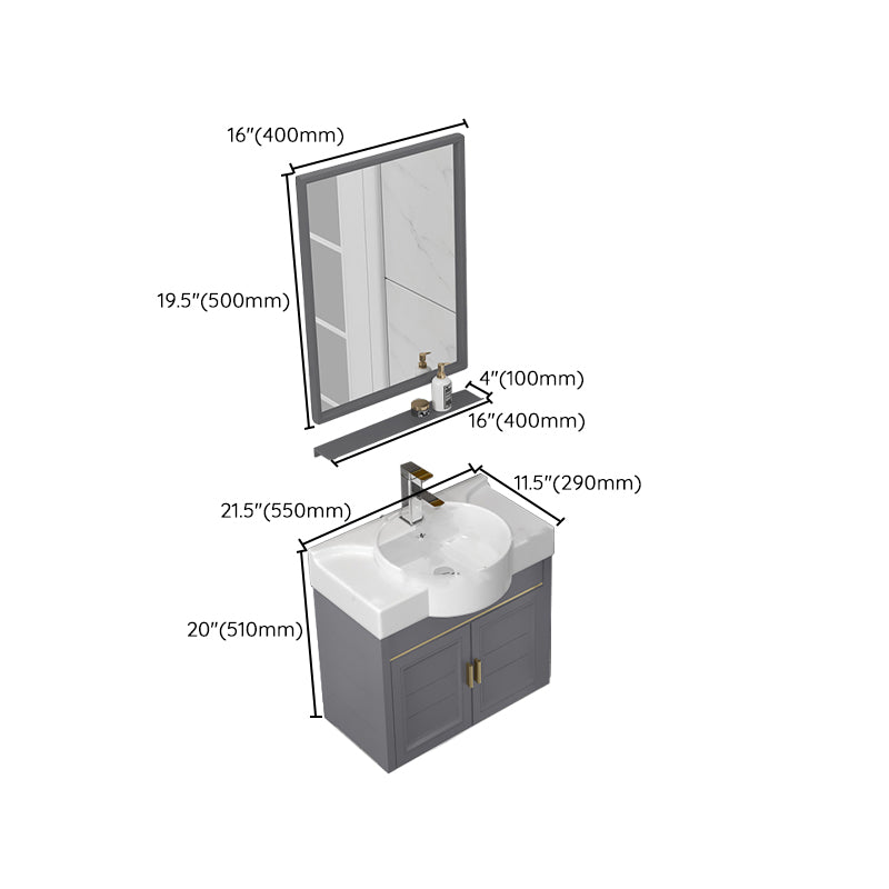 Wall Mount Glam Bathroom Vanity Metal Frame Single-Sink Gray Vanity Set Clearhalo 'Bathroom Remodel & Bathroom Fixtures' 'Bathroom Vanities' 'bathroom_vanities' 'Home Improvement' 'home_improvement' 'home_improvement_bathroom_vanities' 7755174