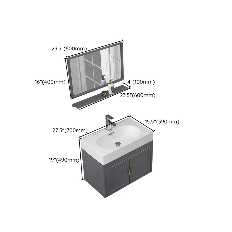 Wall Mount Glam Bathroom Vanity Metal Frame Single-Sink Gray Vanity Set Clearhalo 'Bathroom Remodel & Bathroom Fixtures' 'Bathroom Vanities' 'bathroom_vanities' 'Home Improvement' 'home_improvement' 'home_improvement_bathroom_vanities' 7755178