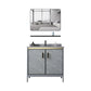 Grey Bathroom Vanity Metal Frame Freestanding Single Sink Rectangular Vanity with Doors Vanity & Faucet & Mirrors Clearhalo 'Bathroom Remodel & Bathroom Fixtures' 'Bathroom Vanities' 'bathroom_vanities' 'Home Improvement' 'home_improvement' 'home_improvement_bathroom_vanities' 7755303