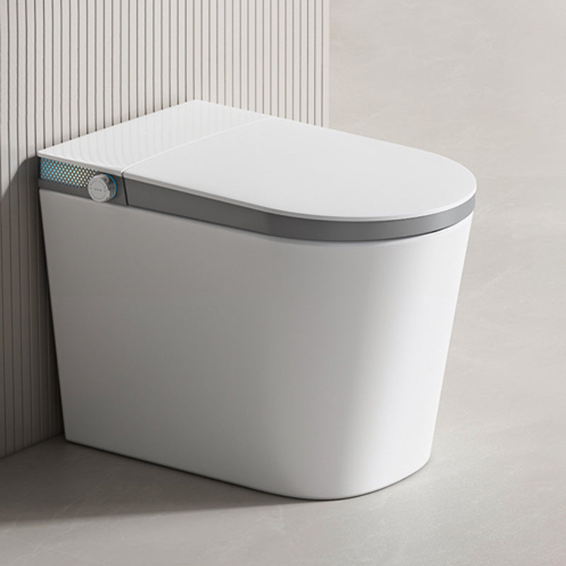 Contemporary with Heated Seat Elongated Ceramic Floor Standing Bidet Grey Manual Lid (Standard) Clearhalo 'Bathroom Remodel & Bathroom Fixtures' 'Bidets' 'Home Improvement' 'home_improvement' 'home_improvement_bidets' 'Toilets & Bidets' 7758418