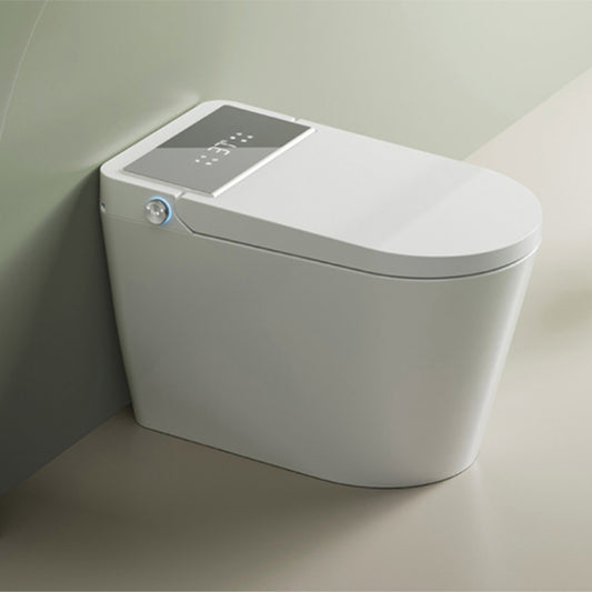 White Ceramic Elongated Foot Sensor with Heated Seat Floor Mount Bidet Clearhalo 'Bathroom Remodel & Bathroom Fixtures' 'Bidets' 'Home Improvement' 'home_improvement' 'home_improvement_bidets' 'Toilets & Bidets' 7758469