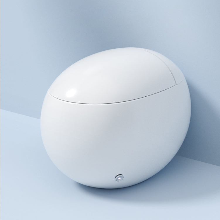 Round White Ceramic Foot Sensor Contemporary with Heated Seat Floor Mount Bidet Clearhalo 'Bathroom Remodel & Bathroom Fixtures' 'Bidets' 'Home Improvement' 'home_improvement' 'home_improvement_bidets' 'Toilets & Bidets' 7758493