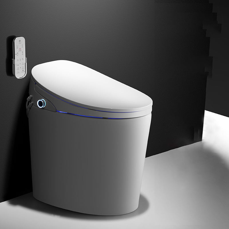 Foot Sensor Ceramic with Heated Seat Elongated Contemporary Floor Mount Bidet White Manual Lid (Standard) Clearhalo 'Bathroom Remodel & Bathroom Fixtures' 'Bidets' 'Home Improvement' 'home_improvement' 'home_improvement_bidets' 'Toilets & Bidets' 7758750