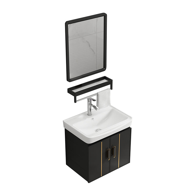 Bathroom Vanity Wall Mounted Sink Vanity in Ceramic with Waterproof Mirror Vanity & Faucet & Mirrors 20"L x 14"W x 18"H Towel Bar Not Included Clearhalo 'Bathroom Remodel & Bathroom Fixtures' 'Bathroom Vanities' 'bathroom_vanities' 'Home Improvement' 'home_improvement' 'home_improvement_bathroom_vanities' 7769827