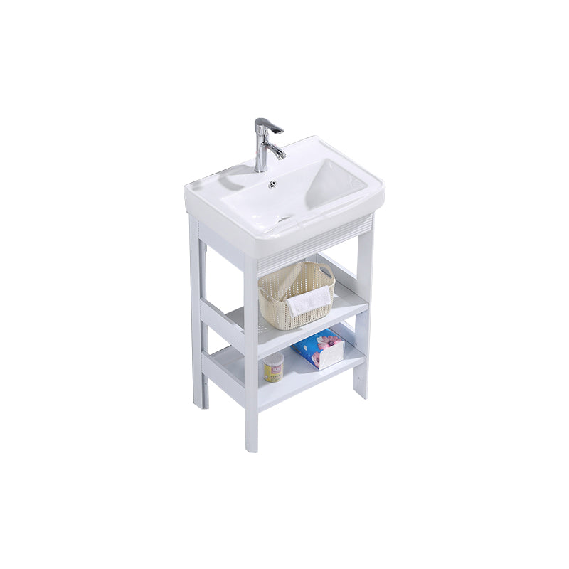 White Vanity Sink Doors Drawer Faucet Storage Shelf Vanity with Mirror Vanity & Faucet 20"L x 14"W x 32"H Without Legs Clearhalo 'Bathroom Remodel & Bathroom Fixtures' 'Bathroom Vanities' 'bathroom_vanities' 'Home Improvement' 'home_improvement' 'home_improvement_bathroom_vanities' 7769890