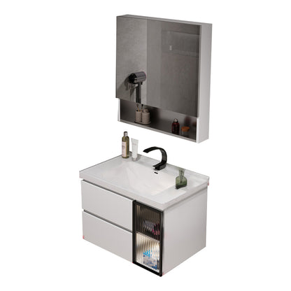 2 Drawers Vanity White Metal Frame Wall Mount Rectangular Mirror Single Sink Vanity Vanity & Faucet & Mirror Cabinet https: res.litfad.com site img item 2023 03 30 7769926 1200x1200.jpg Clearhalo 'Bathroom Remodel & Bathroom Fixtures' 'Bathroom Vanities' 'bathroom_vanities' 'Home Improvement' 'home_improvement' 'home_improvement_bathroom_vanities' 7769926