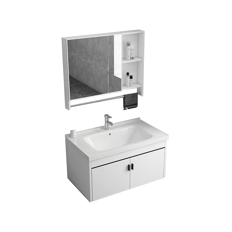 Ceramic Bathroom Sink Vanity Wall-Mounted Bathroom Sink Vanity with Faucet Included Vanity & Faucet & Mirror Cabinet Towel Bar Included Clearhalo 'Bathroom Remodel & Bathroom Fixtures' 'Bathroom Vanities' 'bathroom_vanities' 'Home Improvement' 'home_improvement' 'home_improvement_bathroom_vanities' 7770033