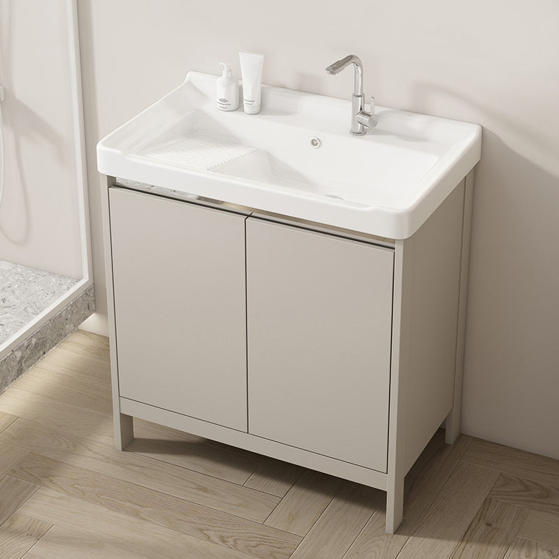 Rectangular Freestanding Bathroom Vanity Modern Gray Single-Sink Vanity Set Clearhalo 'Bathroom Remodel & Bathroom Fixtures' 'Bathroom Vanities' 'bathroom_vanities' 'Home Improvement' 'home_improvement' 'home_improvement_bathroom_vanities' 7784630