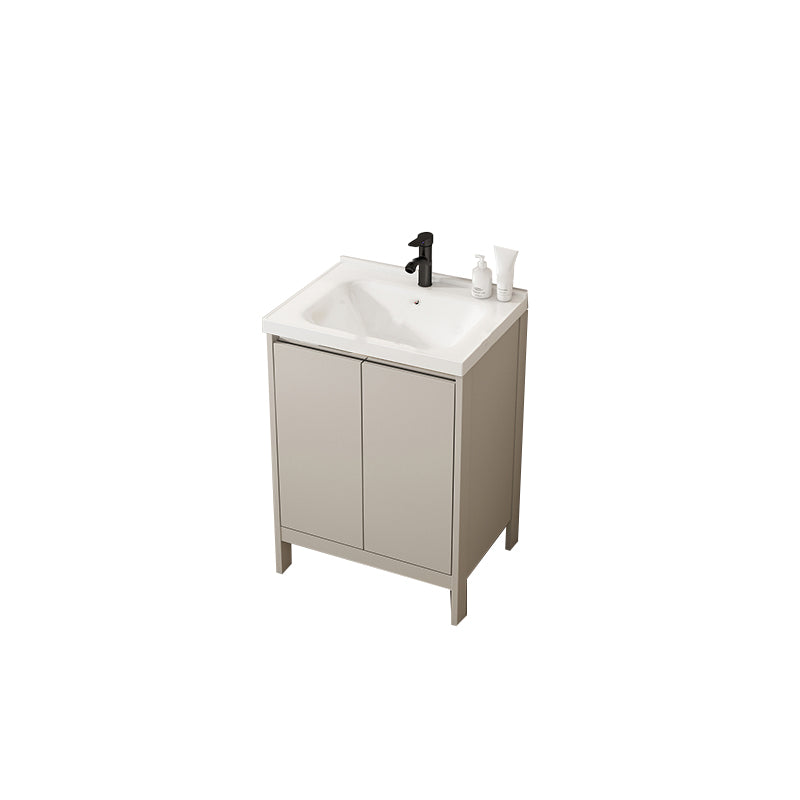 Rectangular Freestanding Bathroom Vanity Modern Gray Single-Sink Vanity Set Vanity & Faucet 24"L x 15.7"W x 31.9"H Washboard Not Included Clearhalo 'Bathroom Remodel & Bathroom Fixtures' 'Bathroom Vanities' 'bathroom_vanities' 'Home Improvement' 'home_improvement' 'home_improvement_bathroom_vanities' 7784649