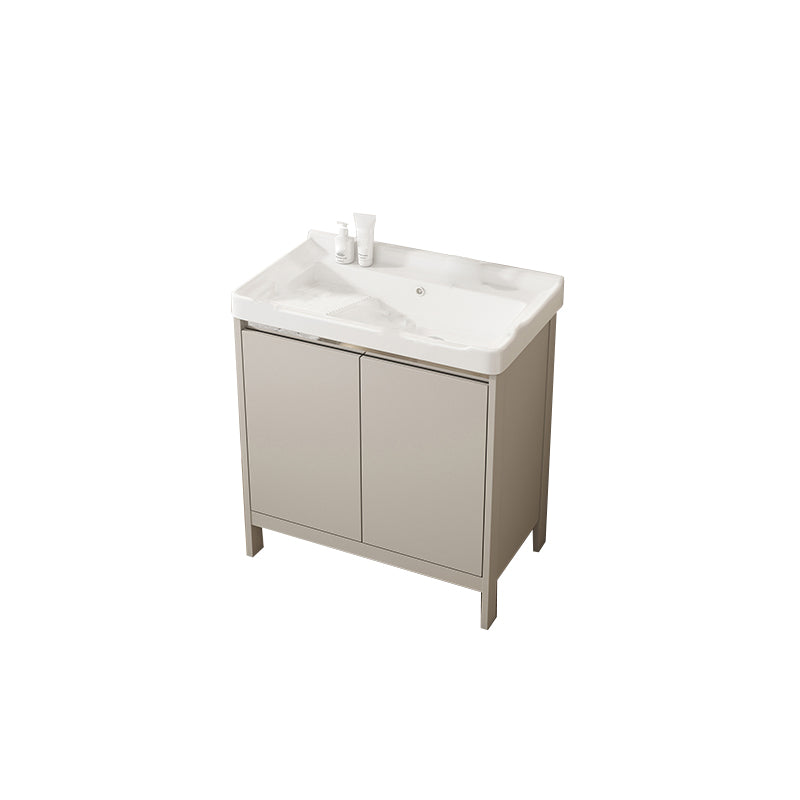Rectangular Freestanding Bathroom Vanity Modern Gray Single-Sink Vanity Set Bathroom Vanity Washboard Included Clearhalo 'Bathroom Remodel & Bathroom Fixtures' 'Bathroom Vanities' 'bathroom_vanities' 'Home Improvement' 'home_improvement' 'home_improvement_bathroom_vanities' 7784653