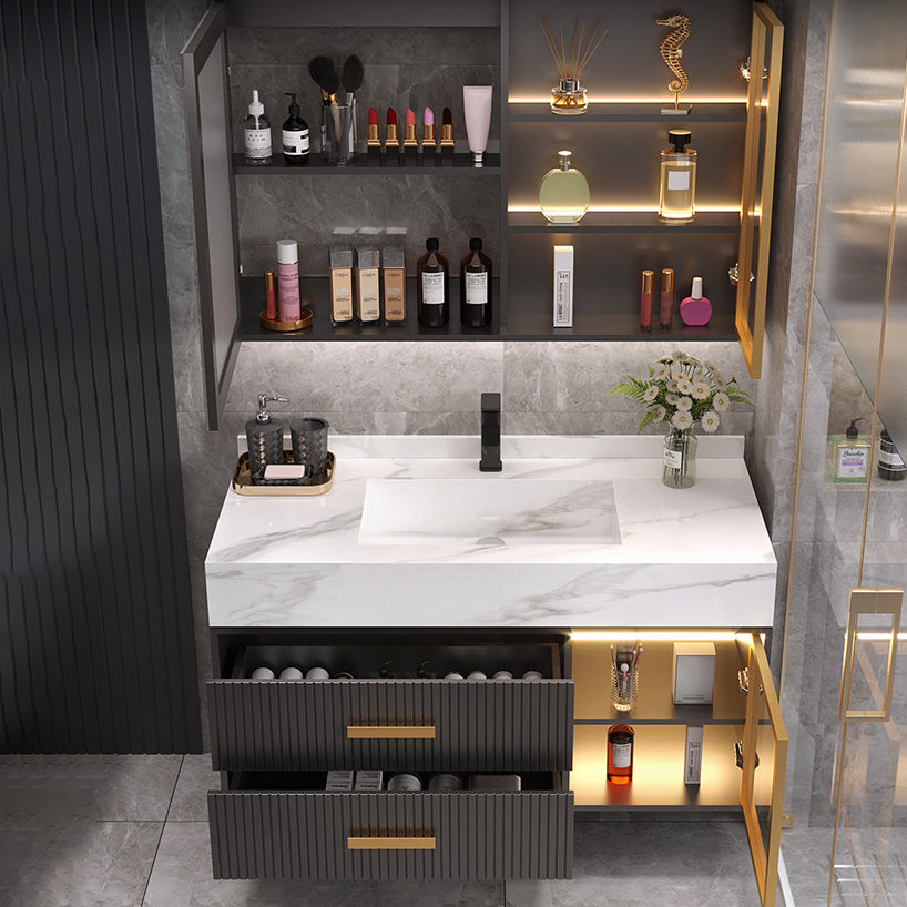 Modern Wall Mount Bathroom Vanity Set with Faucet Mirror Sink Clearhalo 'Bathroom Remodel & Bathroom Fixtures' 'Bathroom Vanities' 'bathroom_vanities' 'Home Improvement' 'home_improvement' 'home_improvement_bathroom_vanities' 7800205