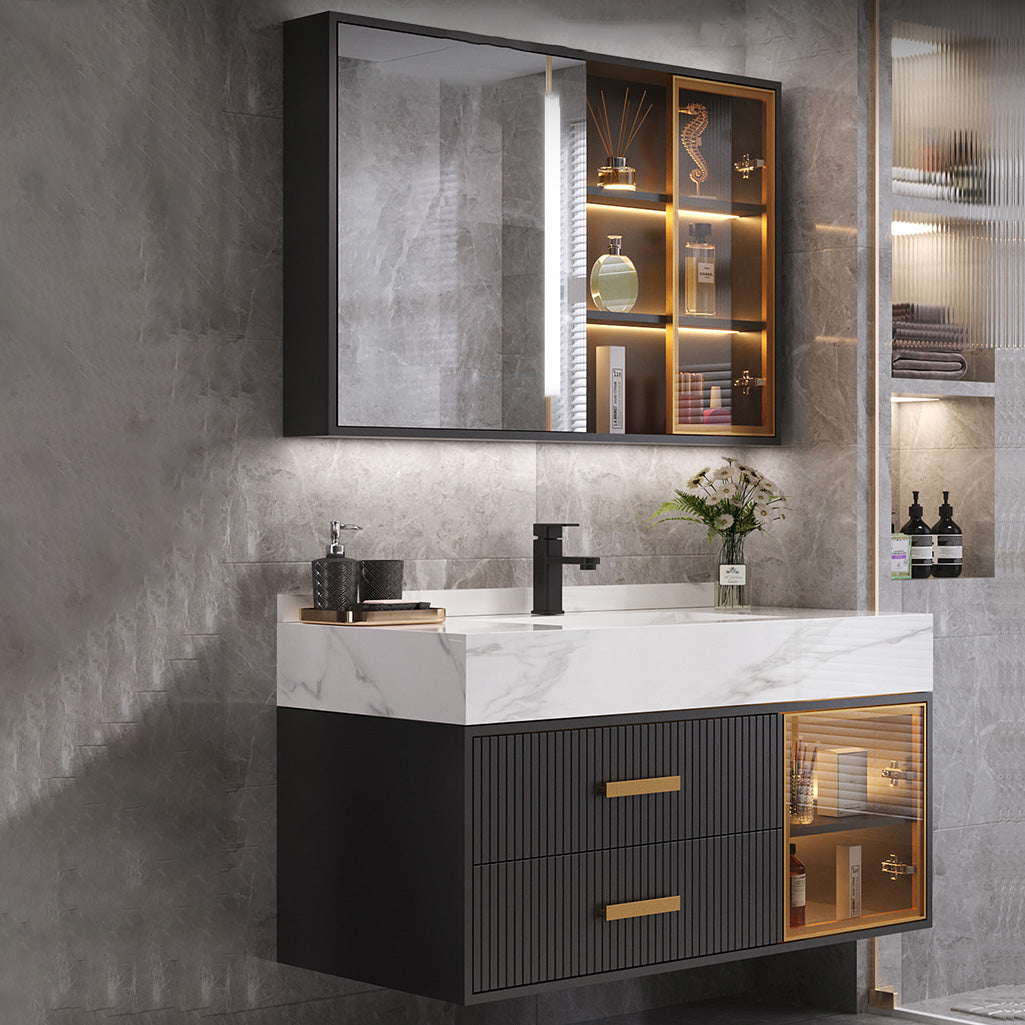 Modern Wall Mount Bathroom Vanity Set with Faucet Mirror Sink Clearhalo 'Bathroom Remodel & Bathroom Fixtures' 'Bathroom Vanities' 'bathroom_vanities' 'Home Improvement' 'home_improvement' 'home_improvement_bathroom_vanities' 7800208