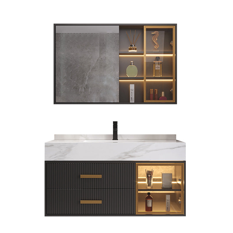 Modern Wall Mount Bathroom Vanity Set with Faucet Mirror Sink Clearhalo 'Bathroom Remodel & Bathroom Fixtures' 'Bathroom Vanities' 'bathroom_vanities' 'Home Improvement' 'home_improvement' 'home_improvement_bathroom_vanities' 7800211