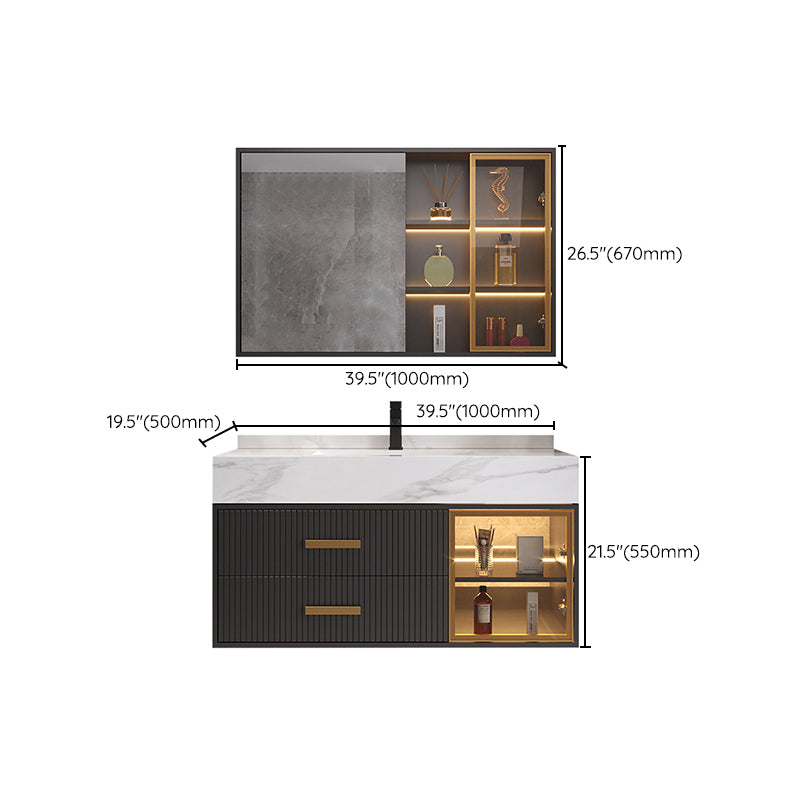 Modern Wall Mount Bathroom Vanity Set with Faucet Mirror Sink Clearhalo 'Bathroom Remodel & Bathroom Fixtures' 'Bathroom Vanities' 'bathroom_vanities' 'Home Improvement' 'home_improvement' 'home_improvement_bathroom_vanities' 7800219