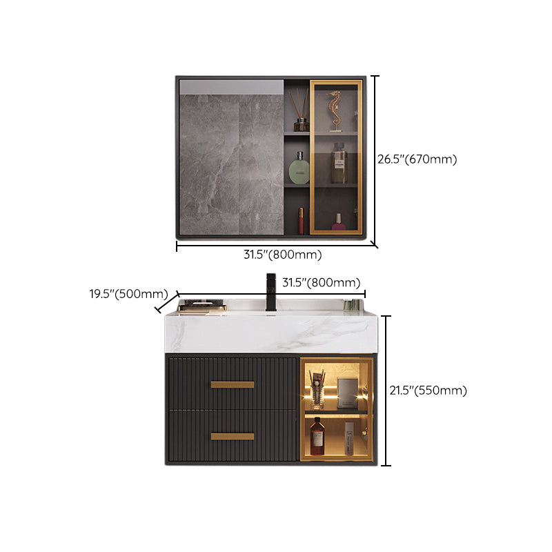 Modern Wall Mount Bathroom Vanity Set with Faucet Mirror Sink Clearhalo 'Bathroom Remodel & Bathroom Fixtures' 'Bathroom Vanities' 'bathroom_vanities' 'Home Improvement' 'home_improvement' 'home_improvement_bathroom_vanities' 7800221