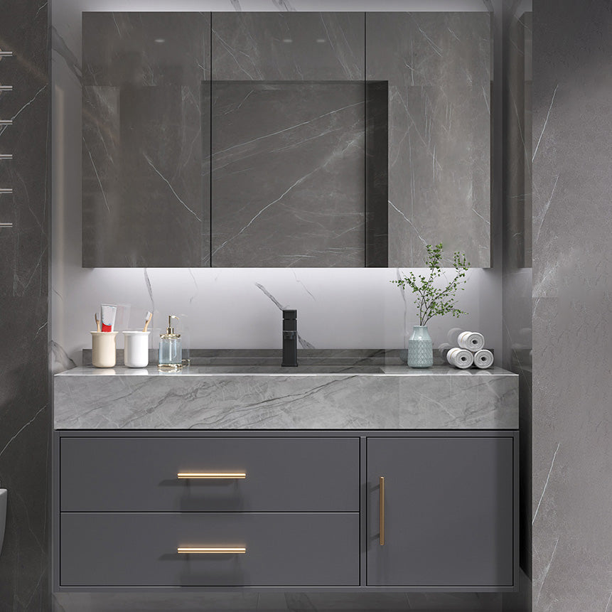 Modern Wall Mount Bathroom Sink Vanity with Faucet Mirror Sink Vanity & Faucet & Mirror Cabinet Clearhalo 'Bathroom Remodel & Bathroom Fixtures' 'Bathroom Vanities' 'bathroom_vanities' 'Home Improvement' 'home_improvement' 'home_improvement_bathroom_vanities' 7800222