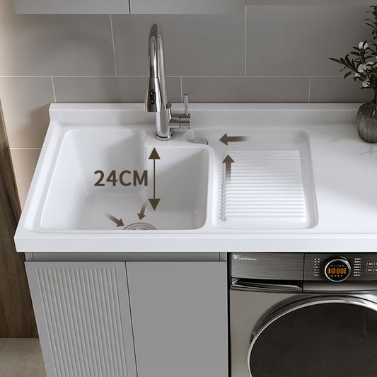 Freestanding Metal Modern Bathroom Sink Vanity with Sink Faucet Clearhalo 'Bathroom Remodel & Bathroom Fixtures' 'Bathroom Vanities' 'bathroom_vanities' 'Home Improvement' 'home_improvement' 'home_improvement_bathroom_vanities' 7800311