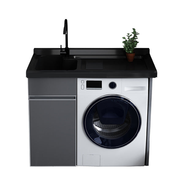 Metal Modern Freestanding Bathroom Sink Vanity with Sink Faucet Vanity & Faucet 39"L x 25"W x 36"H Left Clearhalo 'Bathroom Remodel & Bathroom Fixtures' 'Bathroom Vanities' 'bathroom_vanities' 'Home Improvement' 'home_improvement' 'home_improvement_bathroom_vanities' 7800375