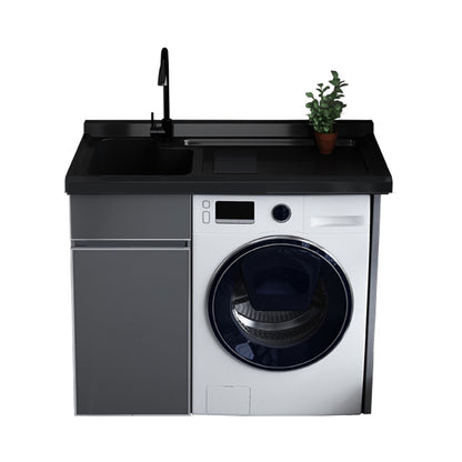 Metal Modern Freestanding Bathroom Sink Vanity with Sink Faucet Vanity & Faucet 39"L x 25"W x 36"H Left Clearhalo 'Bathroom Remodel & Bathroom Fixtures' 'Bathroom Vanities' 'bathroom_vanities' 'Home Improvement' 'home_improvement' 'home_improvement_bathroom_vanities' 7800375