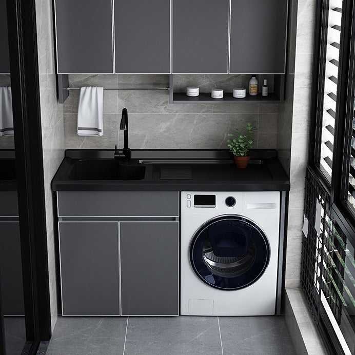 Metal Modern Freestanding Bathroom Sink Vanity with Sink Faucet Vanity & Faucet 51"L x 25"W x 36"H Left Clearhalo 'Bathroom Remodel & Bathroom Fixtures' 'Bathroom Vanities' 'bathroom_vanities' 'Home Improvement' 'home_improvement' 'home_improvement_bathroom_vanities' 7800377