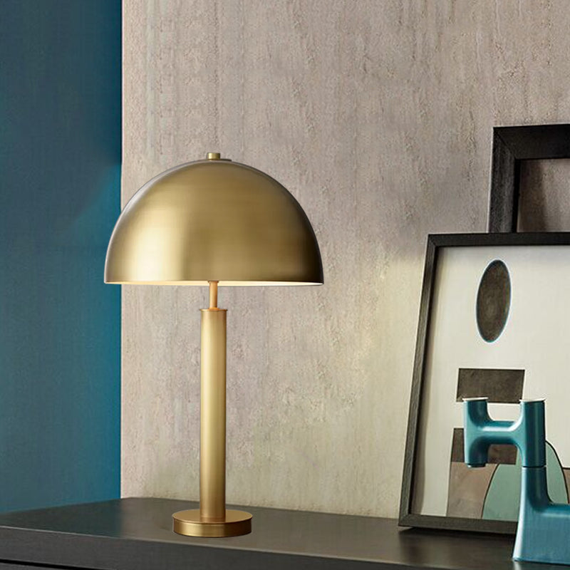 Metallic Semicircle Night Table Light Minimalist 1-Light Nightstand Lamp in Black/Gold for Bedside Clearhalo 'Lamps' 'Table Lamps' Lighting' 780582