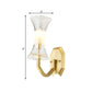 Clear Glass Brass Finish Sconce Lamp Hourglass 1-Head Vintage Wall Mounted Light Fixture Clearhalo 'Wall Lamps & Sconces' 'Wall Lights' Lighting' 780618