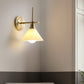 Cream Glass Cone Wall Sconce Lighting Vintage 1 Head Bedside Wall Lamp Fixture in Brass Clearhalo 'Wall Lamps & Sconces' 'Wall Lights' Lighting' 780628