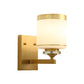 Cylinder Indoor Wall Lighting Traditional White Glass 1-Light Brass Finish Wall Sconce Lamp Clearhalo 'Wall Lamps & Sconces' 'Wall Lights' Lighting' 780636