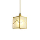 1-Light Cube Hanging Light Kit Minimalist Brass Finish Translucent Glass Suspension Lamp Clearhalo 'Ceiling Lights' 'Pendant Lights' 'Pendants' Lighting' 780713
