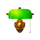 Semi-Cylinder Bedroom Wall Light Retro Green Glass Single Brass Wall Sconce with Pull Chain and Adjustable Joint Clearhalo 'Wall Lamps & Sconces' 'Wall Lights' Lighting' 780844