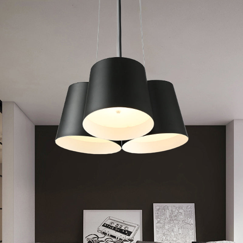 Modern Drum Pendant Chandelier Metal 3/7-Light Bedroom LED Hanging Ceiling Lamp in Black Clearhalo 'Ceiling Lights' 'Modern Pendants' 'Modern' 'Pendant Lights' 'Pendants' Lighting' 780991