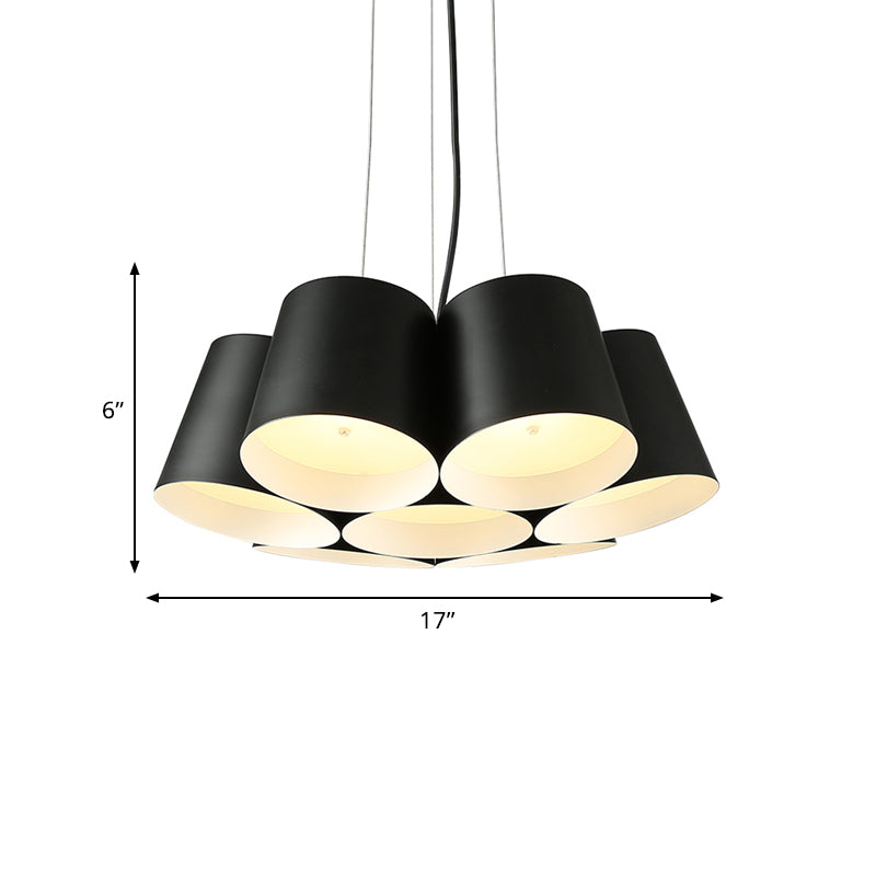Modern Drum Pendant Chandelier Metal 3/7-Light Bedroom LED Hanging Ceiling Lamp in Black Clearhalo 'Ceiling Lights' 'Modern Pendants' 'Modern' 'Pendant Lights' 'Pendants' Lighting' 780998