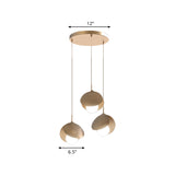 Shell Shape Multiple Hanging Light Modernist Metal 3 Lights Gold Finish LED Ceiling Suspension Lamp with Round Canopy Clearhalo 'Ceiling Lights' 'Modern Pendants' 'Modern' 'Pendant Lights' 'Pendants' Lighting' 781002