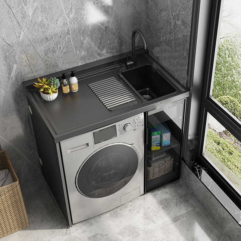 Freestanding Faucet Included Modern Bathroom Sink Vanity with Sink Vanity & Faucet 39"L x 25"W x 38"H Right Clearhalo 'Bathroom Remodel & Bathroom Fixtures' 'Bathroom Vanities' 'bathroom_vanities' 'Home Improvement' 'home_improvement' 'home_improvement_bathroom_vanities' 7810059