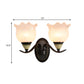 Clear Ribbed Glass Flower Sconce Lamp Countryside 1/2 Lights Living Room Wall Mounted Lighting in Black Clearhalo 'Wall Lamps & Sconces' 'Wall Lights' Lighting' 781089