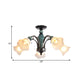 Petal Living Room Semi Flush Mount Light Rural Style 3/5/6 Lights Black Finish Ceiling Lighting with Swooping Arm Clearhalo 'Ceiling Lights' 'Close To Ceiling Lights' 'Close to ceiling' 'Semi-flushmount' Lighting' 781222