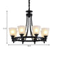 6/8 Heads Pendant Chandelier Rustic Living Room Pendant Lamp with Opal Glass Tapered Shade in Black Clearhalo 'Ceiling Lights' 'Chandeliers' Lighting' options 781260