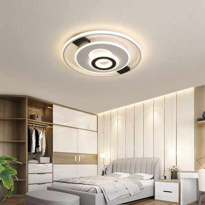Halo Ring Thin LED Ceiling Lighting Contemporary Acrylic Black-White Flush Mount Fixture in Warm/White Light, 16"/19.5"/23.5" Wide Black-White Clearhalo 'Ceiling Lights' 'Close To Ceiling Lights' 'Close to ceiling' 'Flush mount' Lighting' 781369