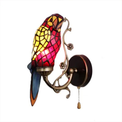 Rustic Parrot Wall Lighting Art Glass 1 Light Art Deco Sconce Light for Living Room Clearhalo 'Industrial' 'Middle century wall lights' 'Tiffany wall lights' 'Tiffany' 'Wall Lamps & Sconces' 'Wall Lights' Lighting' 7814