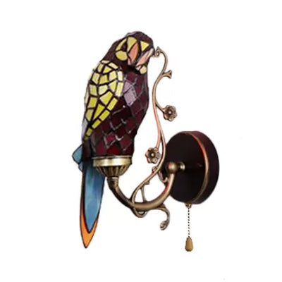 Rustic Parrot Wall Lighting Art Glass 1 Light Art Deco Sconce Light for Living Room Clearhalo 'Industrial' 'Middle century wall lights' 'Tiffany wall lights' 'Tiffany' 'Wall Lamps & Sconces' 'Wall Lights' Lighting' 7815