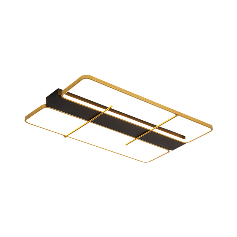 Aluminum Rectangle Frame Flush Mount Simple Black and Gold LED Ceiling Light Fixture in Warm/White Light Clearhalo 'Ceiling Lights' 'Close To Ceiling Lights' 'Close to ceiling' 'Flush mount' Lighting' 781522