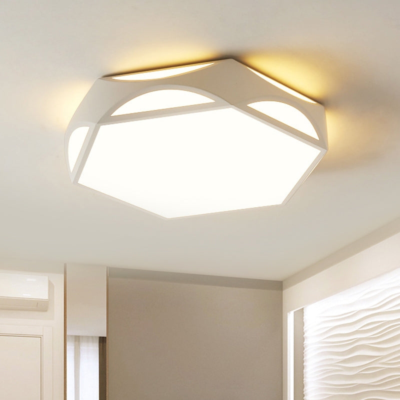 Hexagonal Cutouts Ceiling Mount Light Modern Iron Black/White LED Flush Mount Recessed Lighting with Acrylic Diffuser White Clearhalo 'Ceiling Lights' 'Close To Ceiling Lights' 'Close to ceiling' 'Flush mount' Lighting' 781528