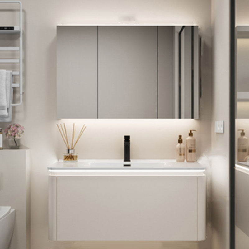 Wall Mount Modern Bathroom Sink Vanity with Mirror Faucet Sink Vanity & Faucet & Mirror Cabinet Clearhalo 'Bathroom Remodel & Bathroom Fixtures' 'Bathroom Vanities' 'bathroom_vanities' 'Home Improvement' 'home_improvement' 'home_improvement_bathroom_vanities' 7817786