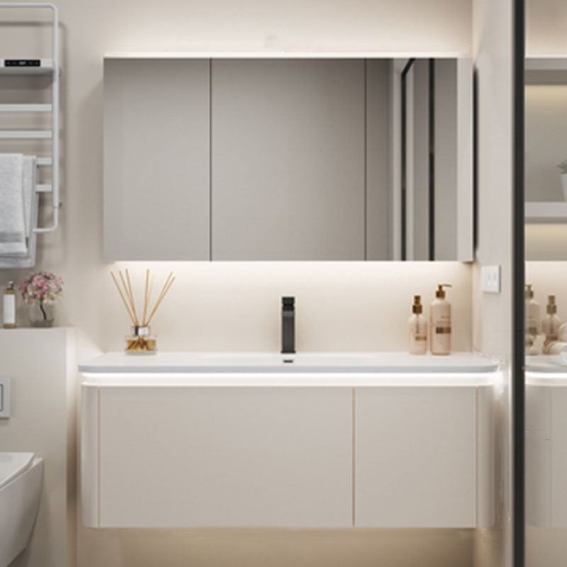 Wall Mount Modern Bathroom Sink Vanity with Mirror Faucet Sink Vanity & Faucet & Mirror Cabinet 47"L x 20"W x 20"H Clearhalo 'Bathroom Remodel & Bathroom Fixtures' 'Bathroom Vanities' 'bathroom_vanities' 'Home Improvement' 'home_improvement' 'home_improvement_bathroom_vanities' 7817787