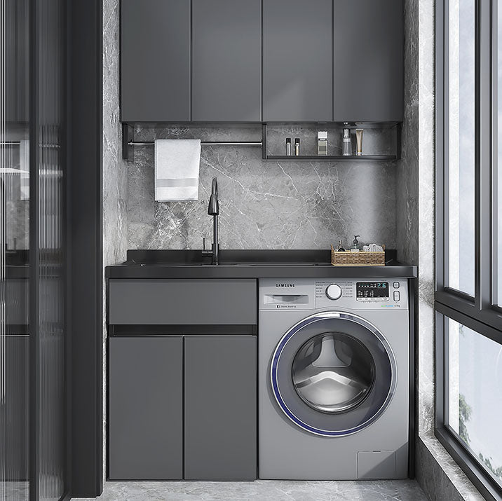 Metal Modern Freestanding Bathroom Vanity Set with Sink Faucet Vanity & Faucet 43"L x 25"W x 38"H Left Clearhalo 'Bathroom Remodel & Bathroom Fixtures' 'Bathroom Vanities' 'bathroom_vanities' 'Home Improvement' 'home_improvement' 'home_improvement_bathroom_vanities' 7817814