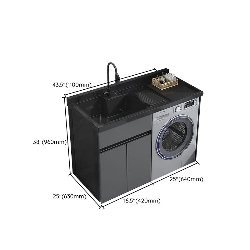 Metal Modern Freestanding Bathroom Vanity Set with Sink Faucet Clearhalo 'Bathroom Remodel & Bathroom Fixtures' 'Bathroom Vanities' 'bathroom_vanities' 'Home Improvement' 'home_improvement' 'home_improvement_bathroom_vanities' 7817833