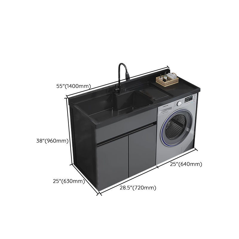 Metal Modern Freestanding Bathroom Vanity Set with Sink Faucet Clearhalo 'Bathroom Remodel & Bathroom Fixtures' 'Bathroom Vanities' 'bathroom_vanities' 'Home Improvement' 'home_improvement' 'home_improvement_bathroom_vanities' 7817838